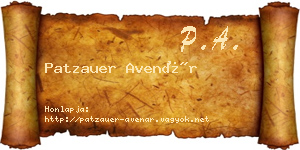 Patzauer Avenár névjegykártya
